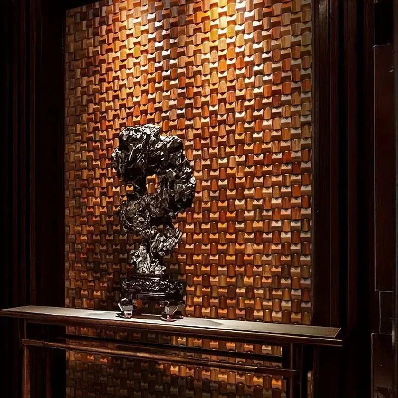 Solid Wood 3D Mosaic Panel Premium ✅(30 x 30 cm)